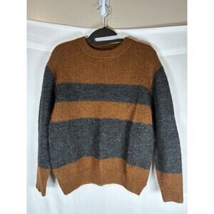 Zara Sweater Boys 11-12 multi colored Crewneck Wool Blend Pullover Brown Cozy
